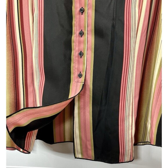 EK Designs Top Women's L Striped Long Sleeve Button Down 70s’ Style Retro*Flaw - Picture 5 of 11